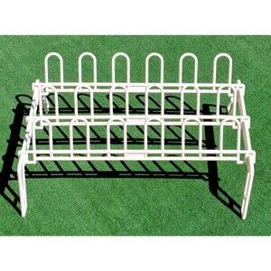 Household Essentials 9-Pair Plastic Shoe Storage Stand Rack Assembly White EUC